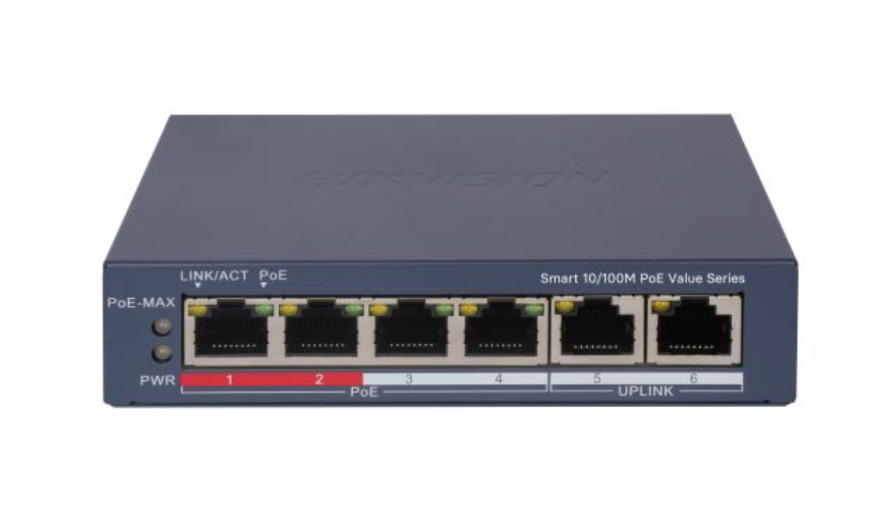 Suis POE Pintar Ethernet Cepat DS-3E1106P-EI/M 4 Port