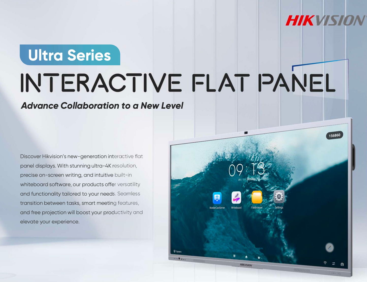 HIKVISION INTERACRIVE DLAT PANEL DS-D5C65RB/A Ultra Series 55INC