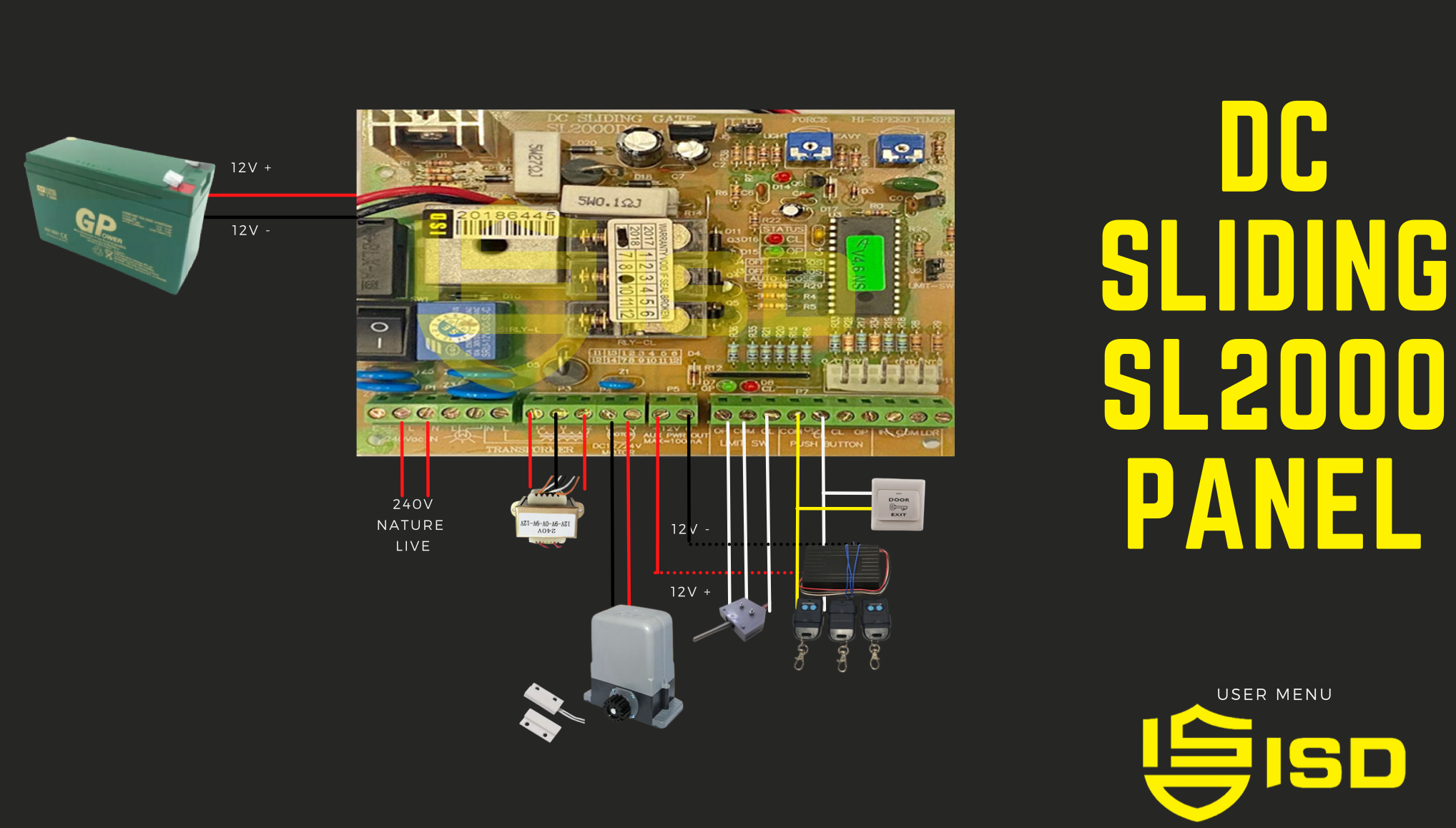 Dc sliding SL 2000 autogate panel connectivity connection wireling dig ...