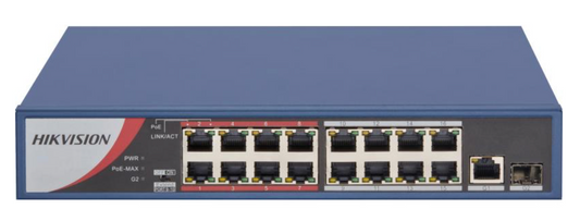 DS-3E0318P-E(C)(O-STD)  16 Port Fast Ethernet Unmanaged POE Switch (eol)